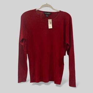 Vintage Y2k Deadstock David Matthew pure silk red textured sweater medium chic